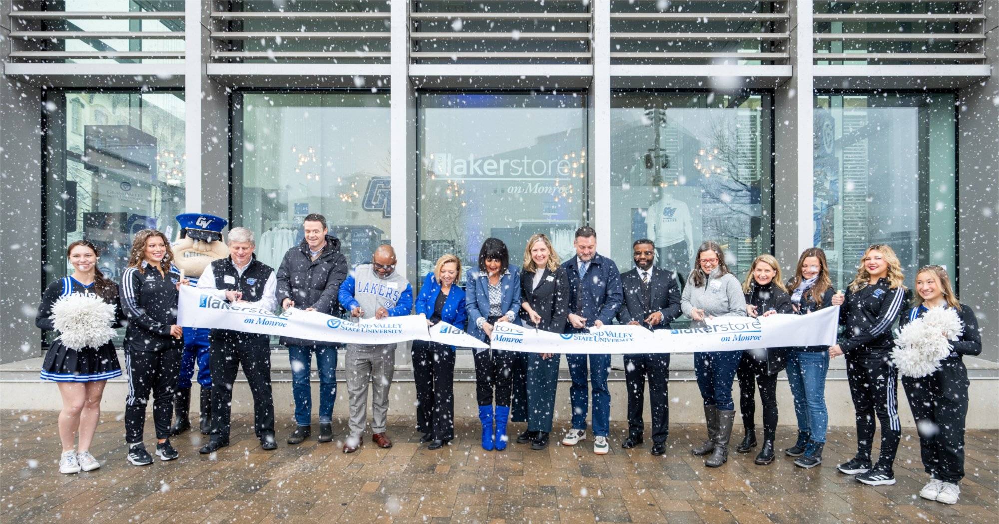 Photo of ribbon cutting at Laker Store on Monroe